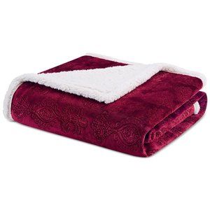 NEW Madison Park Elma 60" x 70" Embossed Plush Throw Red
